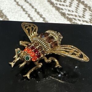 Joan Rivers Gold Bee Brooch with Multicolor Gems